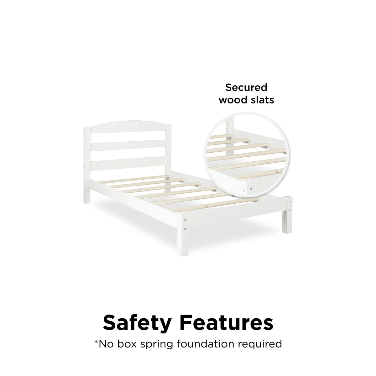 Twin Size Off-White Wood Platform Bed Frame D993