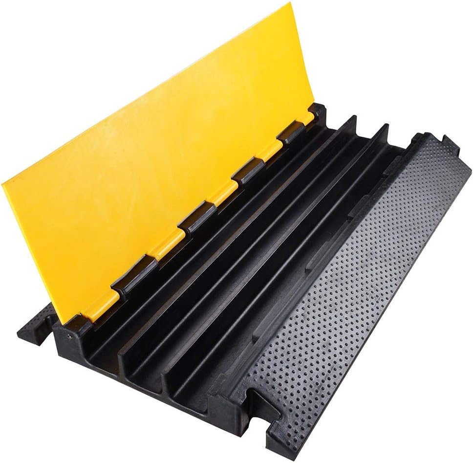 3 Channel Rubber Cable Ramp Cover Cord Protector Driveway Speed Bumps 88000 Lbs Pack of 2 F37723