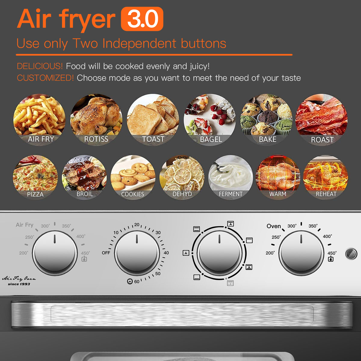 7-In-1 Air Fryer Toaster Convection Oven Combo 24 Quart X3304