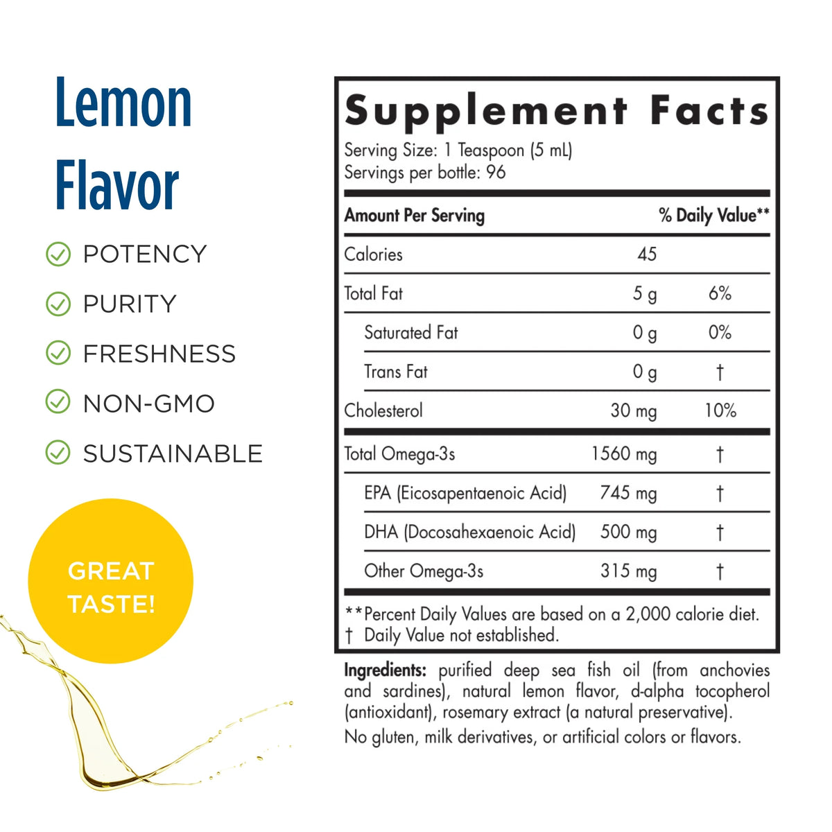 Omega-3 Liquid Lemon 1560 Mg 16 Oz L3926