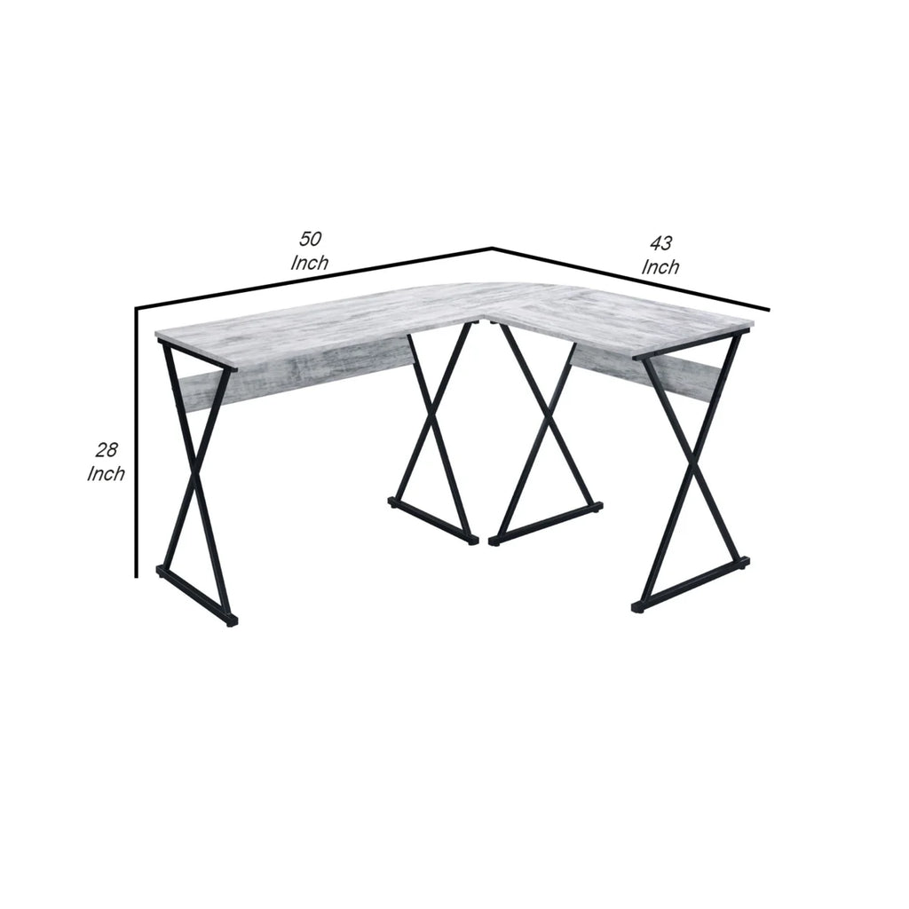 L Shape Antique White Writing Desk P269954