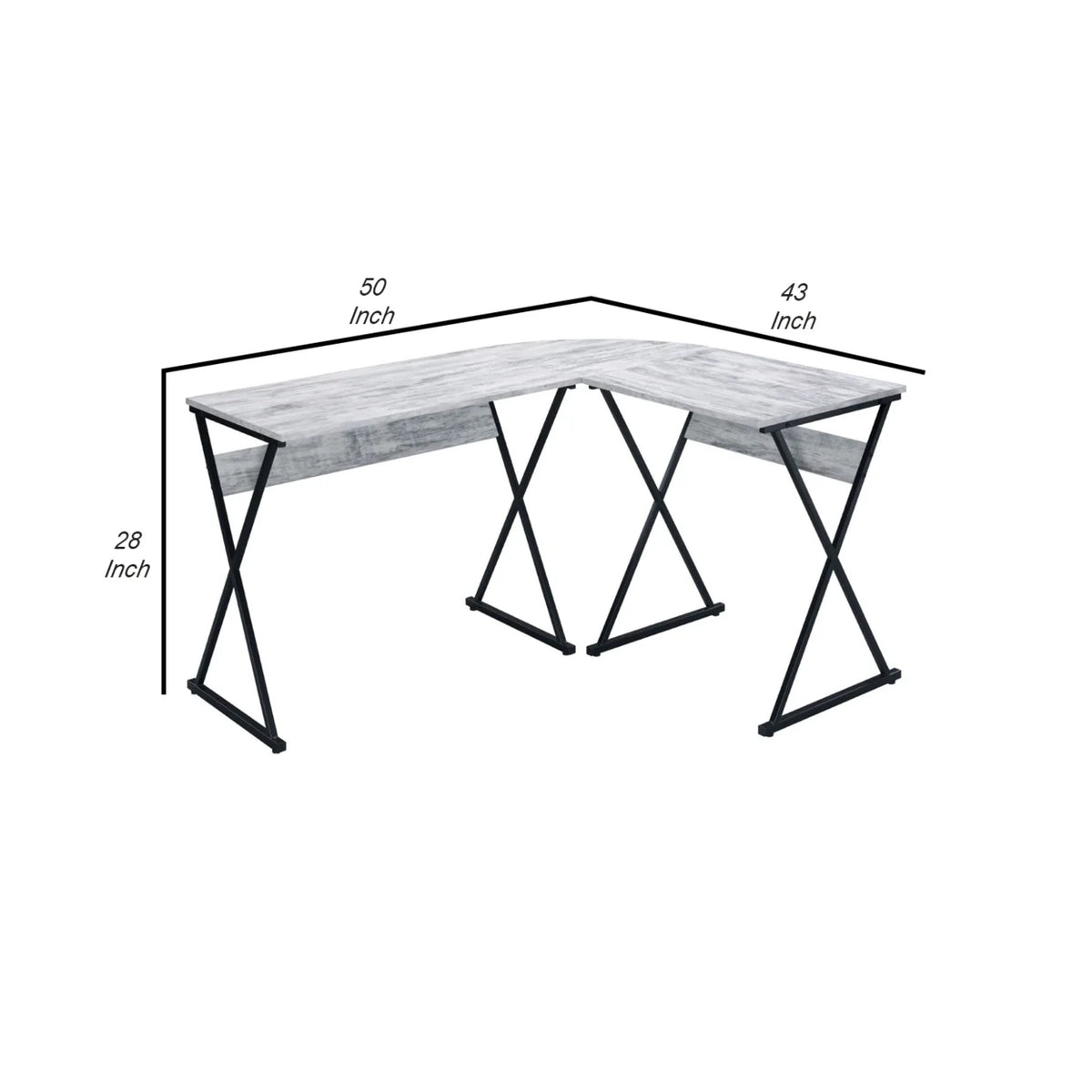L Shape Antique White Writing Desk P269954
