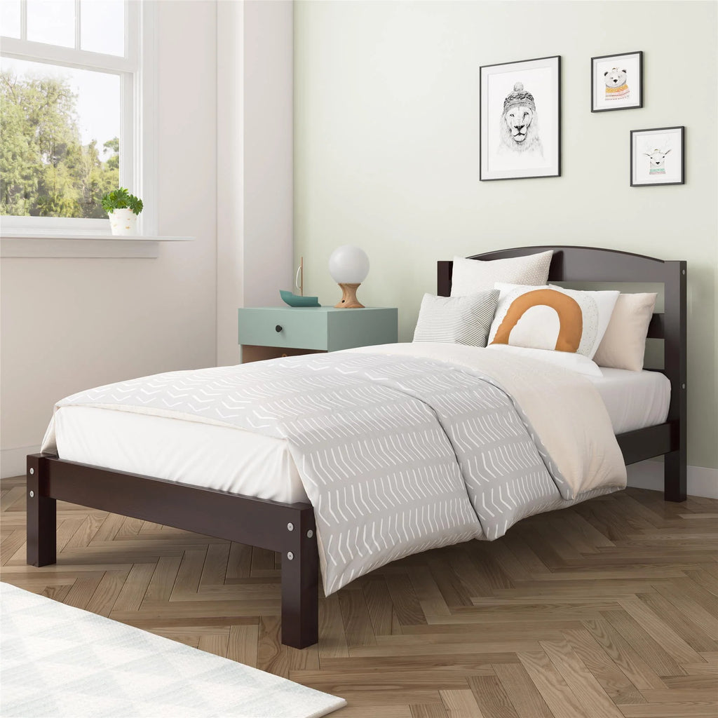 Twin Size Off-White Wood Platform Bed Frame D993