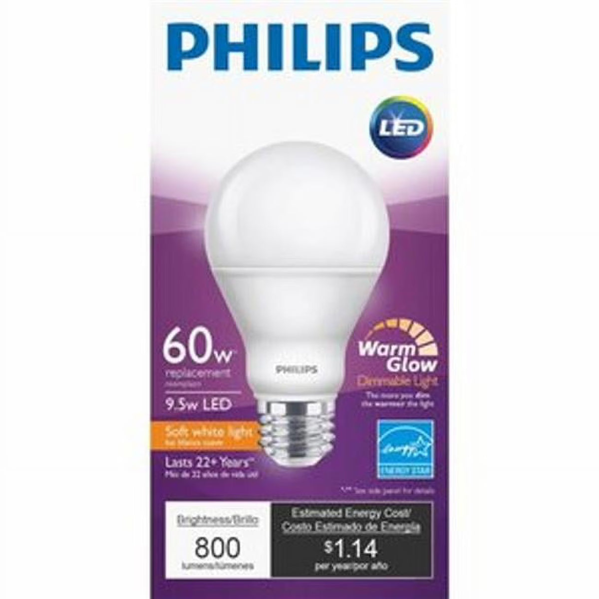 9.5 watt 800 Lumen A19 LED Bulb Soft White P50224