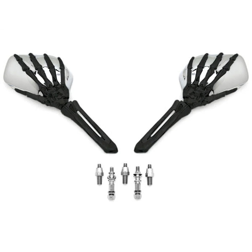 Black/Chrome Skeleton Hand Motorcycle Mirrors N5416