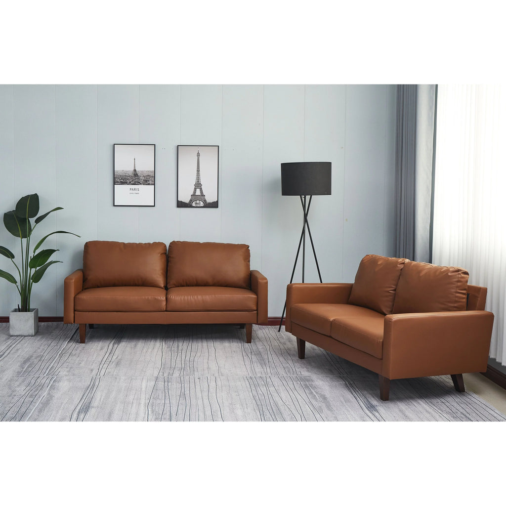 Black 2 Piece Faux Leather Loveseat and Sofa I79486