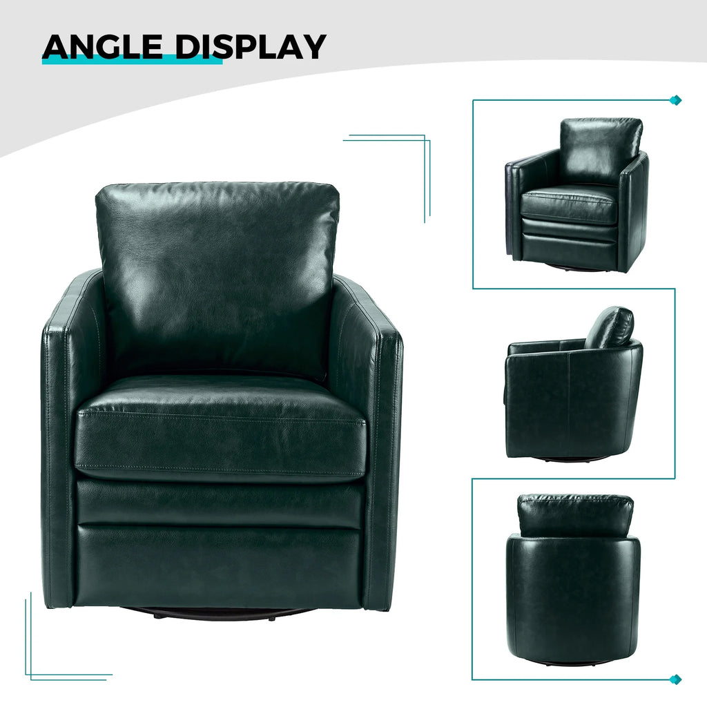 Green Faux Leather Swivel Accent Chair Set of 2 F38815