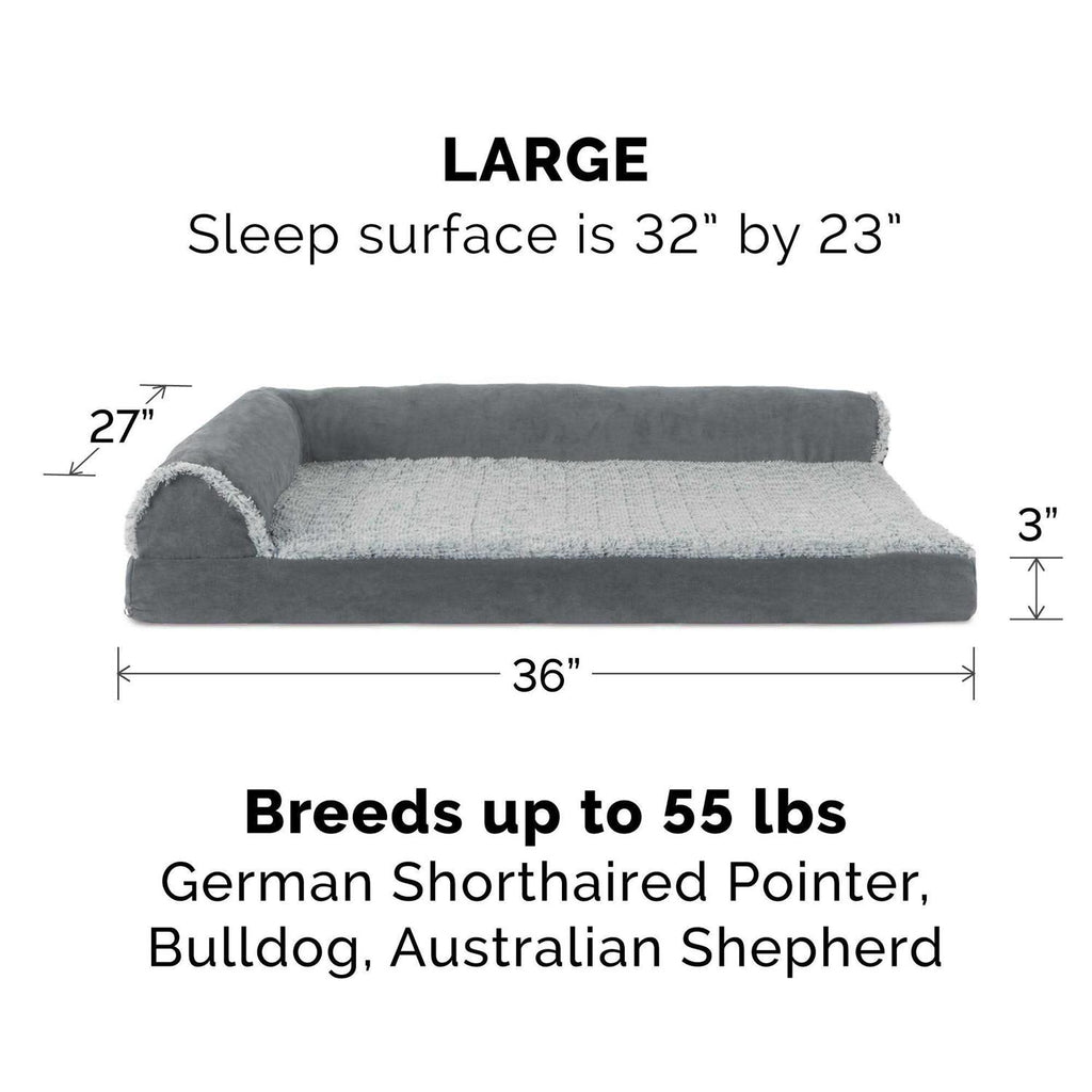 Two-Tone Faux Fur Suede Chaise Lounge Dog Bed G367