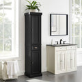 Distressed Black Tall Linen Cabinet N489