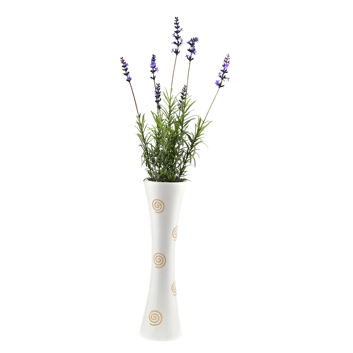 White Carved Spiral Mango Wood Flower Vase L433