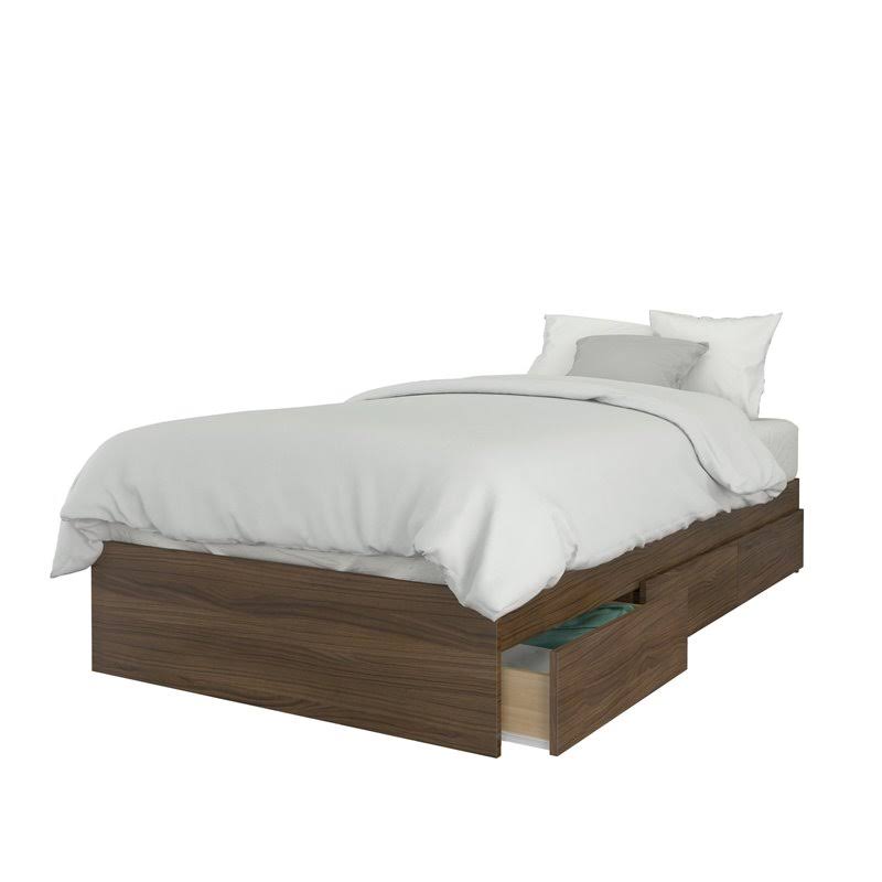 4 Piece Twin Size Bedroom Set Walnut White D12892