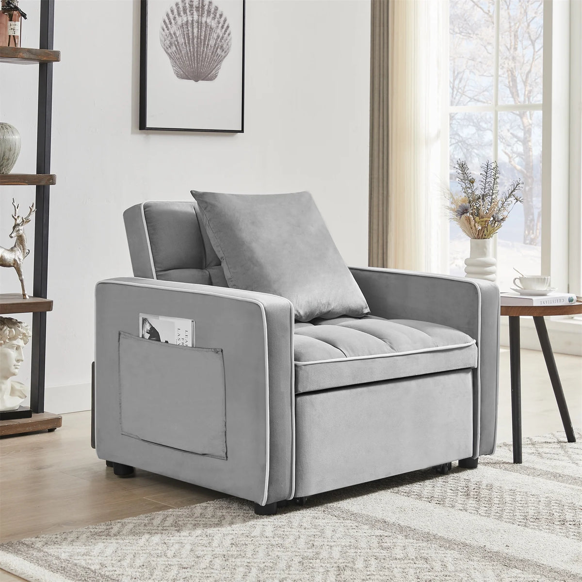 Velvet Convertible Chair Bed S52734