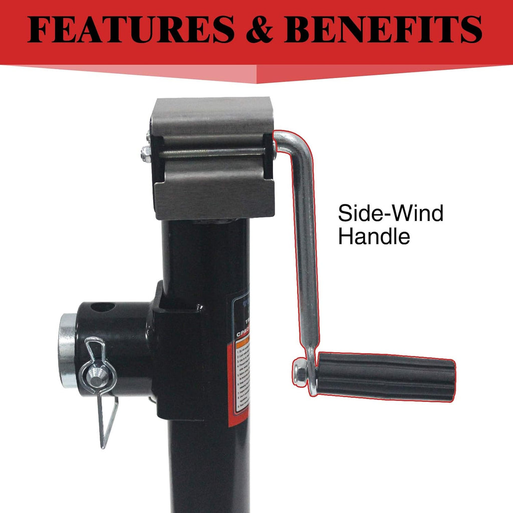 Side Wind Weld-On Pipe-Mount Swivel Trailer Jack 5000 lbs 10 Inches Vertical Travel A3 Steel Pack of 2 T93176