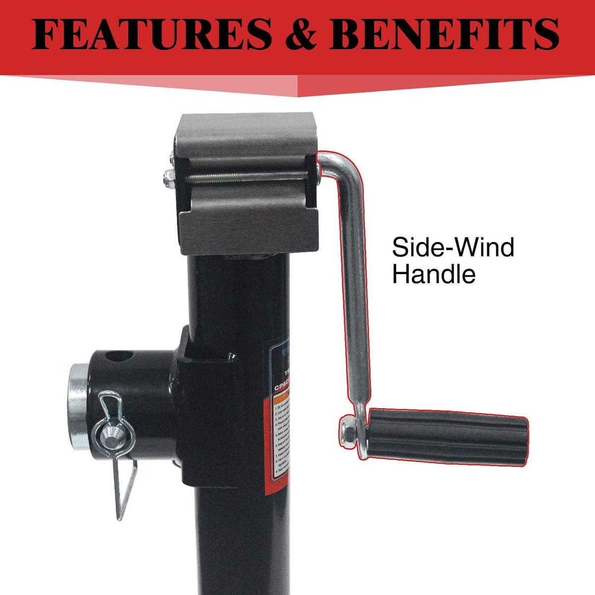 Side Wind Weld-On Pipe-Mount Swivel Trailer Jack 5000 lbs 10 Inches Vertical Travel A3 Steel Pack of 2 T93176