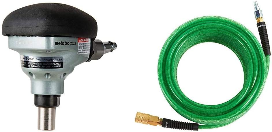 3-1/2" Palm Nailer with 1 gallon Quiet Air Compressor & Air Nailer Hose P3038