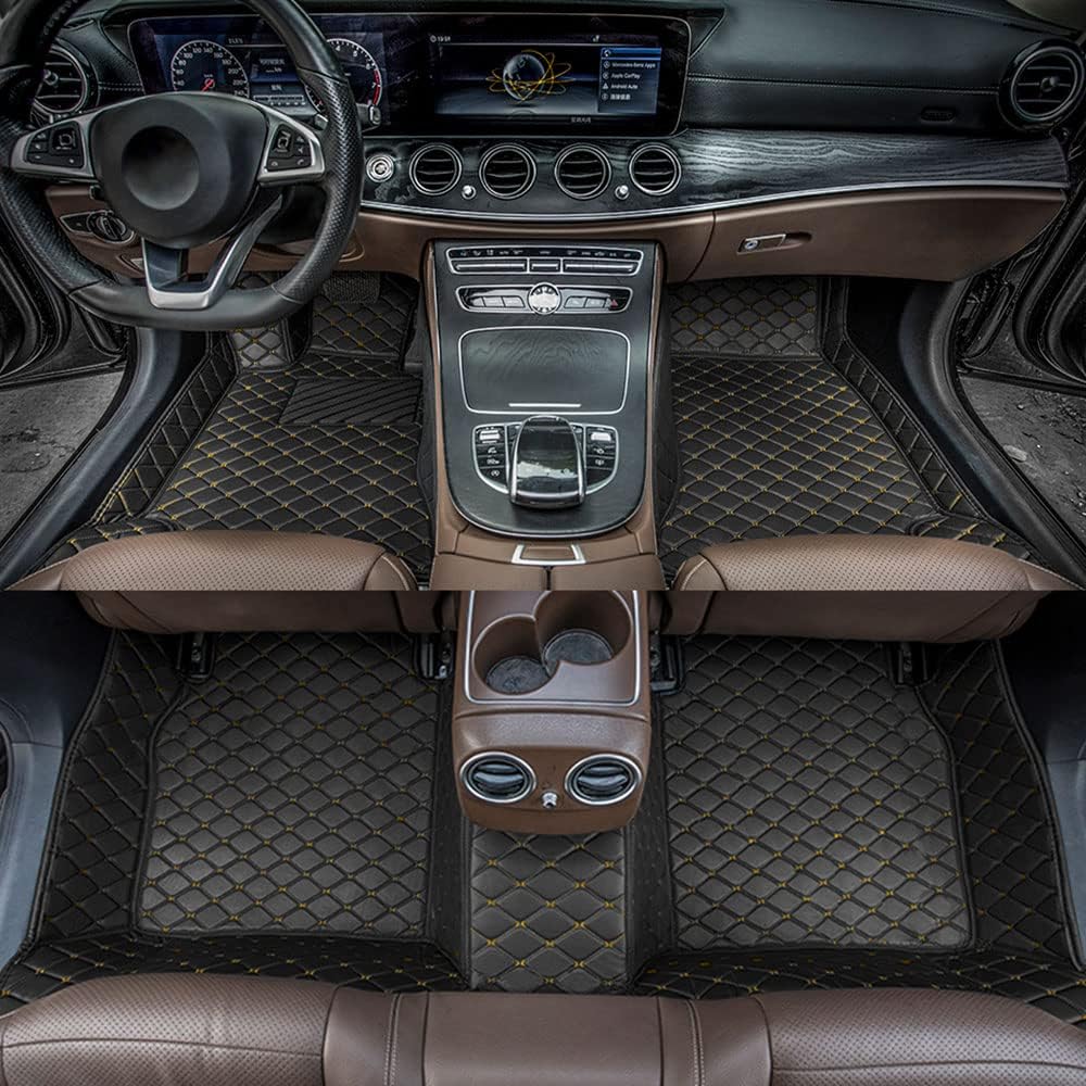 Black-Purple All Weather Non-Slip Leather Car Floor Mats L348654