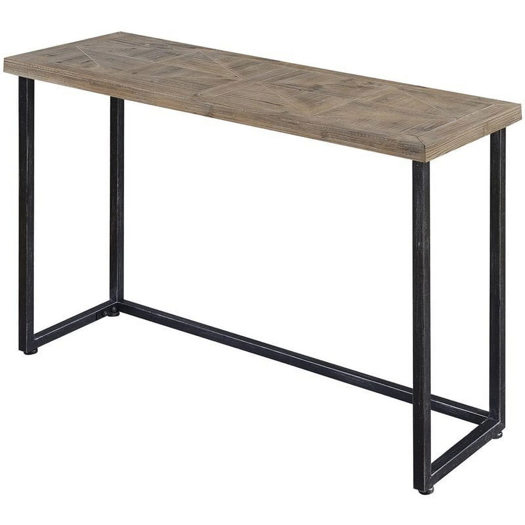 Farmhouse Console Table in Natural Wood Finish and Black Frame J858
