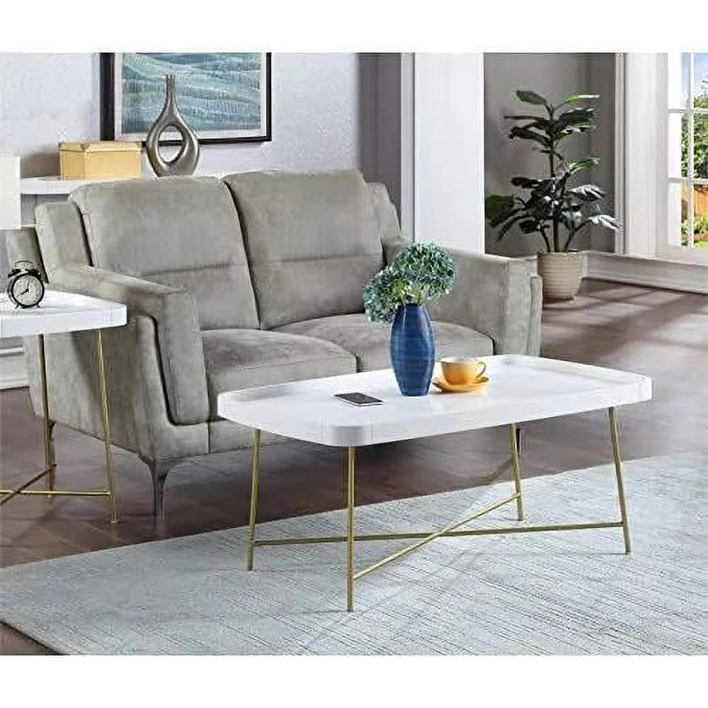 White Wood Coffee Table with X Legs R8258