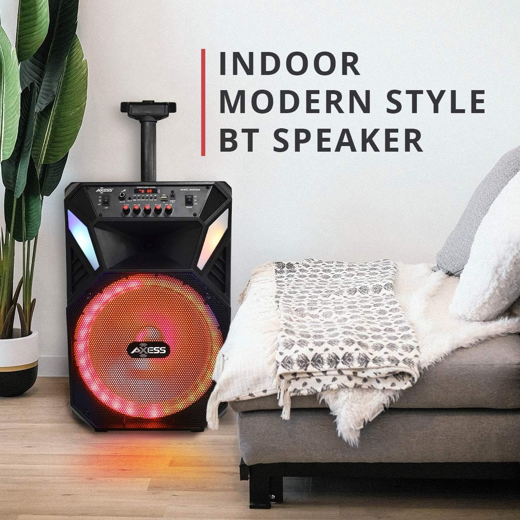 Bluetooth Speaker with 12” Woofer & 1.5 Tweeter, Portable PA Speaker with LED Lights, Wireless Mic, USB AUX TF Card FM & MIC V11978