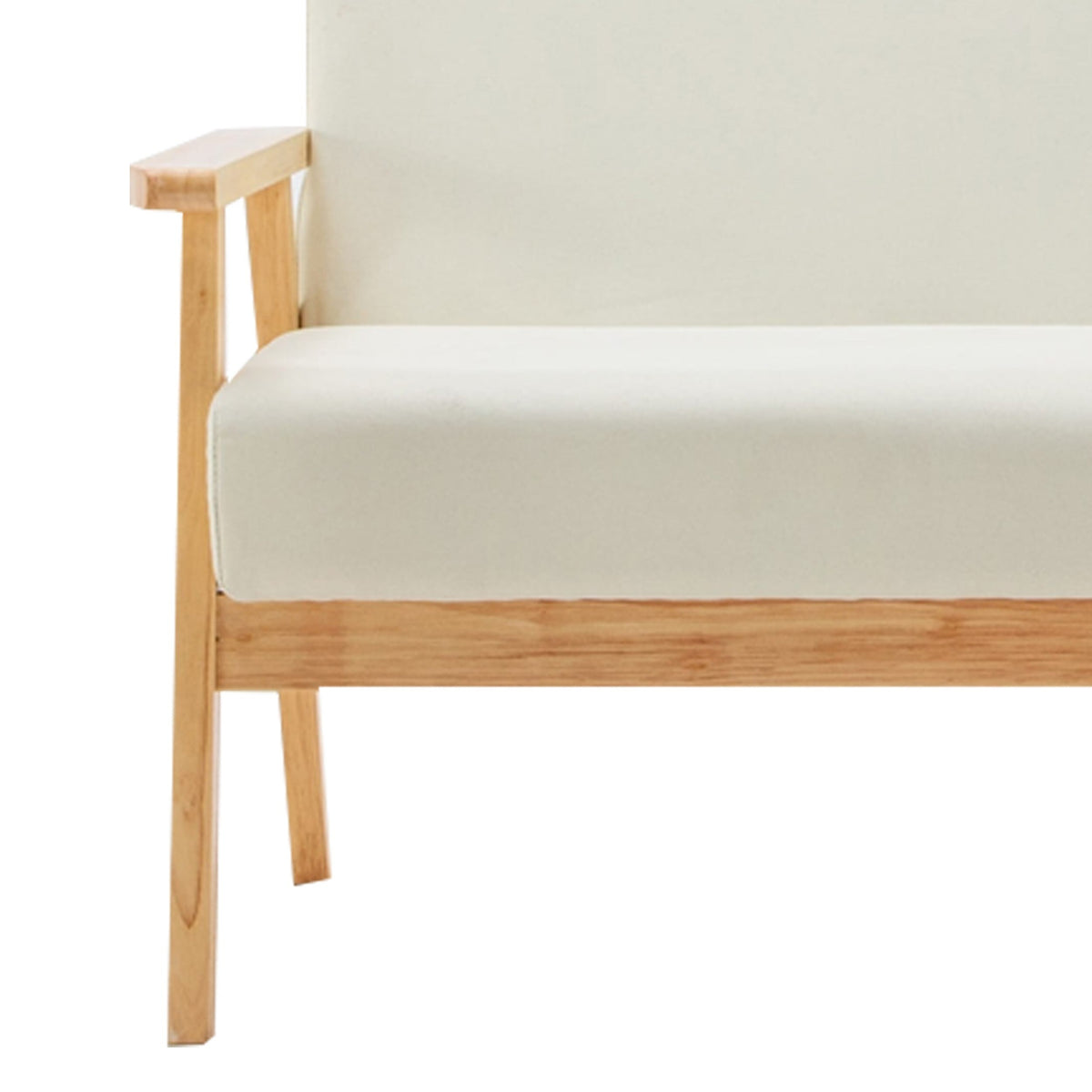 3 Piece Loveseat and Chair Set, Ivory Fabric, Espresso Wood Frame F2830