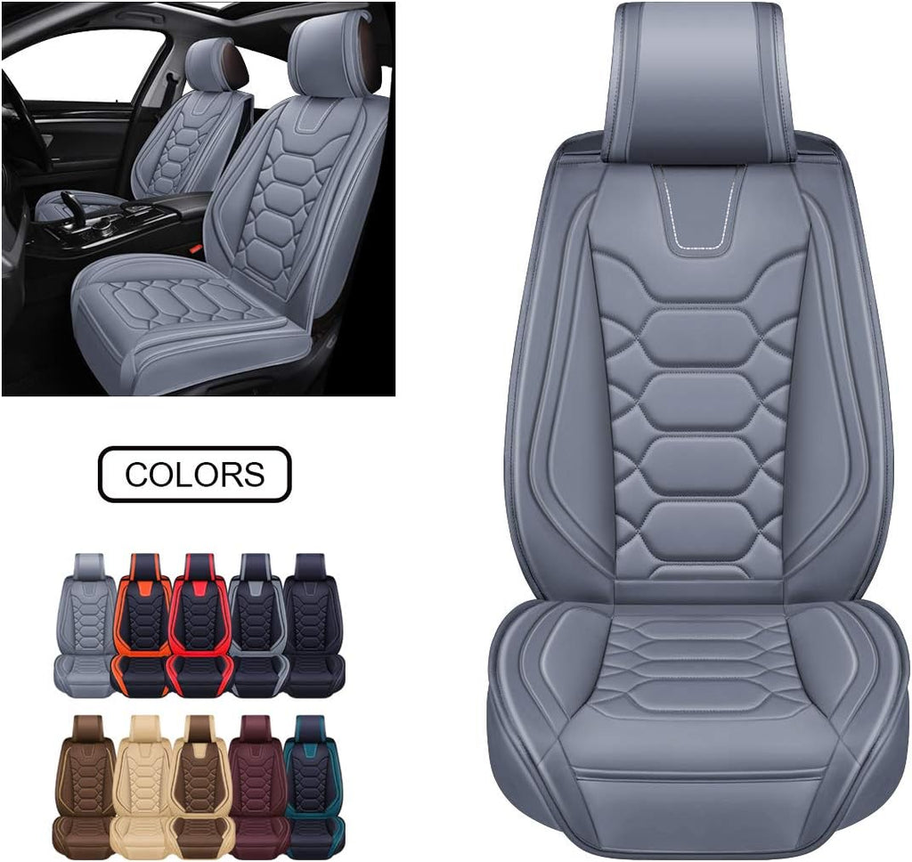 Black Front & Rear Faux Leather Car Seat Covers C188