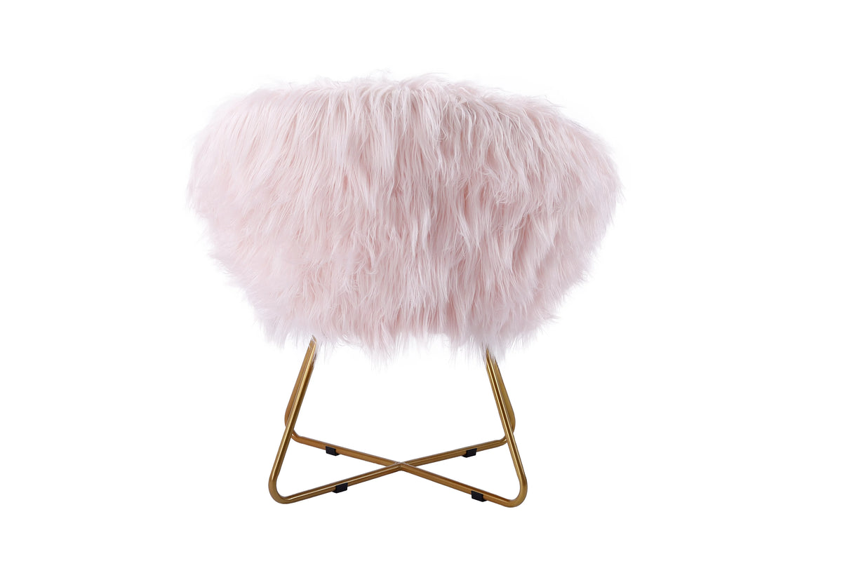 Pink Faux Fur Papasan Chair P574