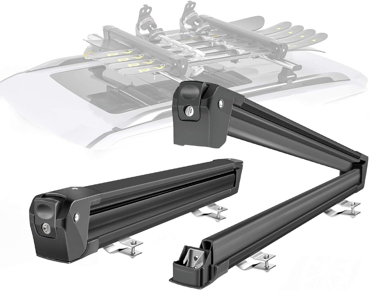 Aluminum Universal Car Ski Roof Racks, 2 Pcs Silver W897976