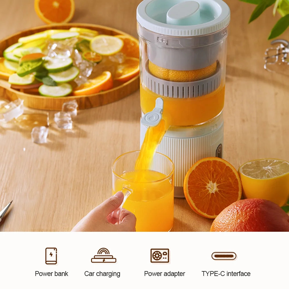 Electric Citrus Juicer Squeezer with Pulp Basket, 300ml, USB Charging, BPA-Free (White) V50116