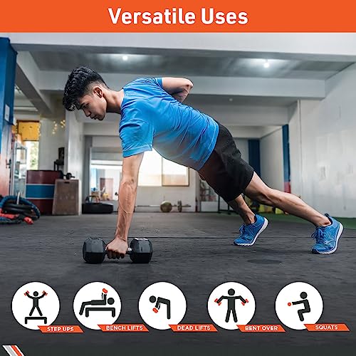 Pair Rubber Encased Hex Dumbbell H9472