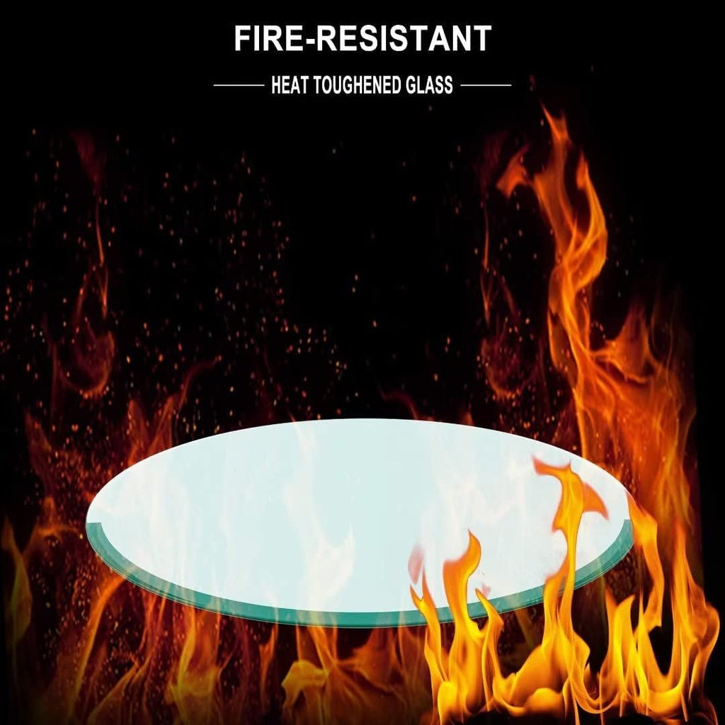 24 Inch Round Tempered Glass Table Top Clear 1/2 Inch Thick Beveled Polished Edge F656