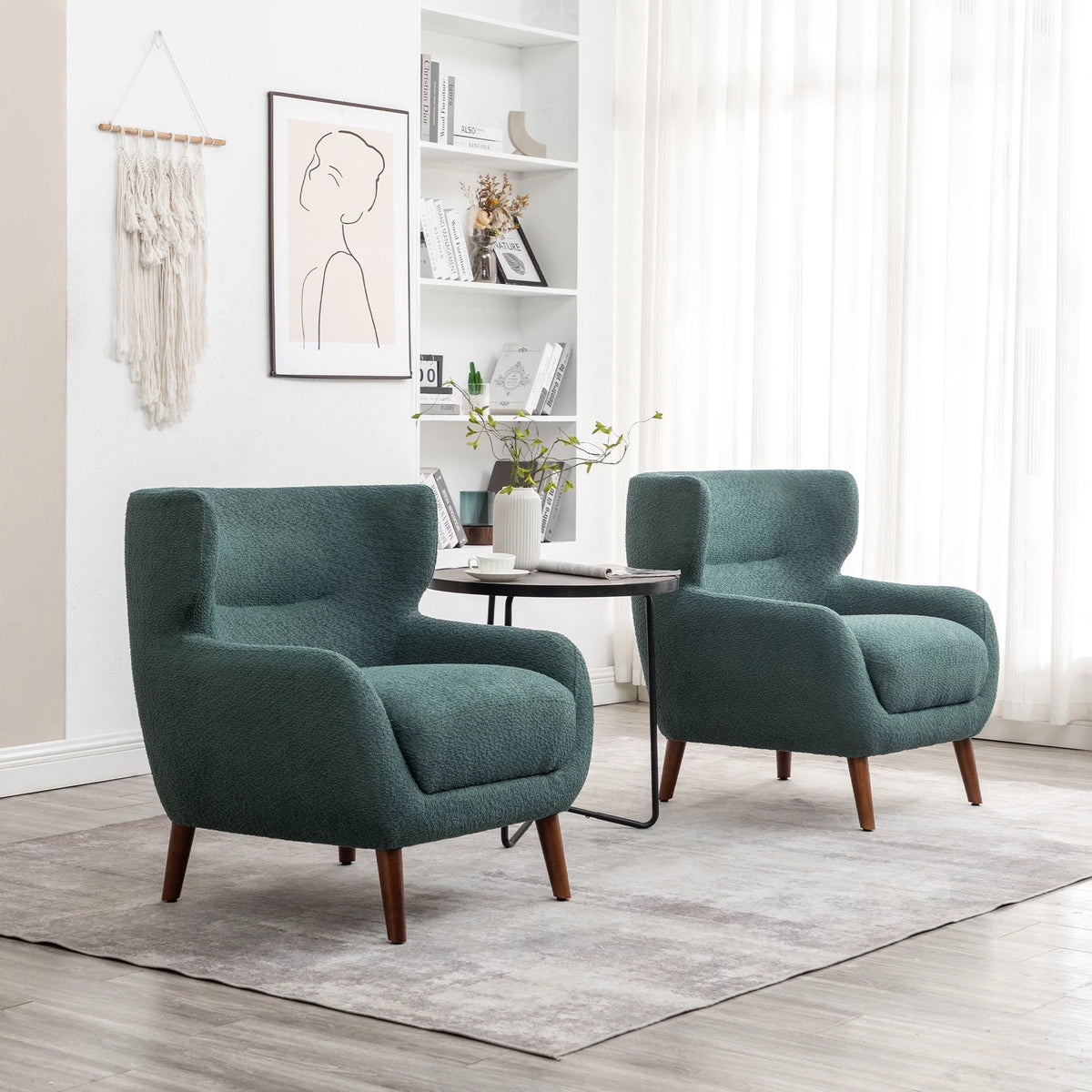 Green Tufted Wingback Armchair Y3120