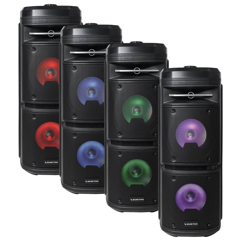 Dual 6.5” Portable PA Speaker with Built-in Rechargeable Battery, Bluetooth, USB, LED R650