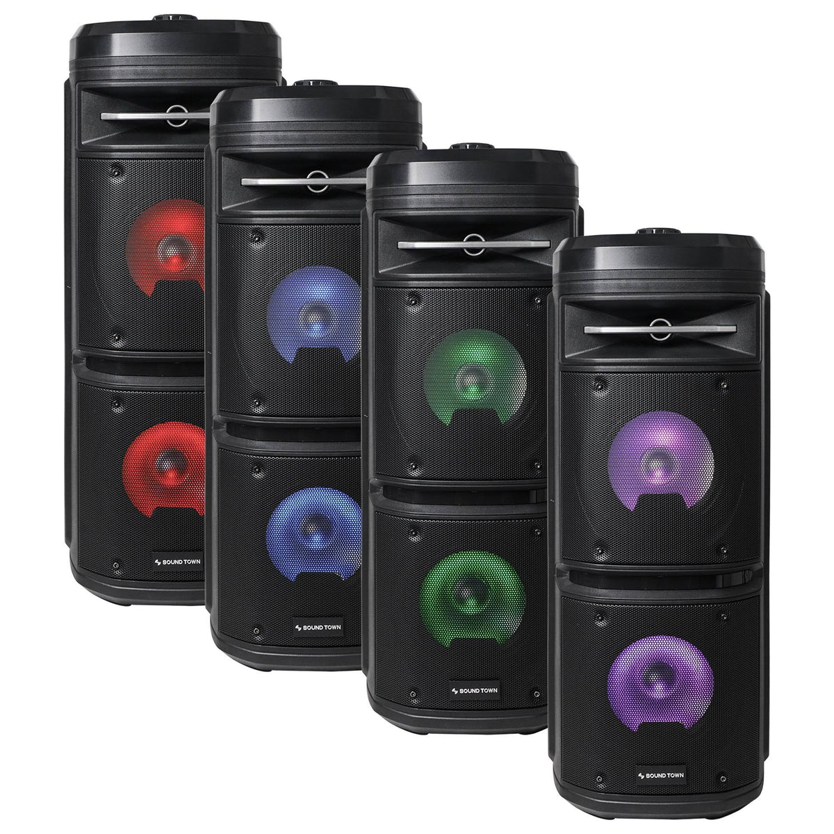 Dual 6.5” Portable PA Speaker with Built-in Rechargeable Battery, Bluetooth, USB, LED R650