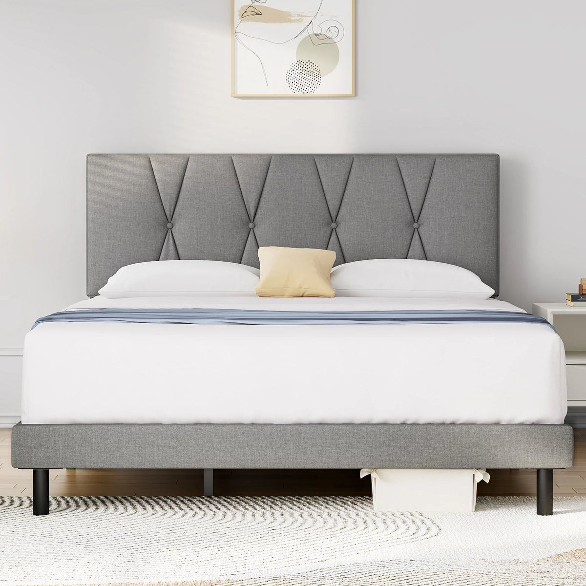 Full Size Platform Bed with Upholstered Headboard C7776