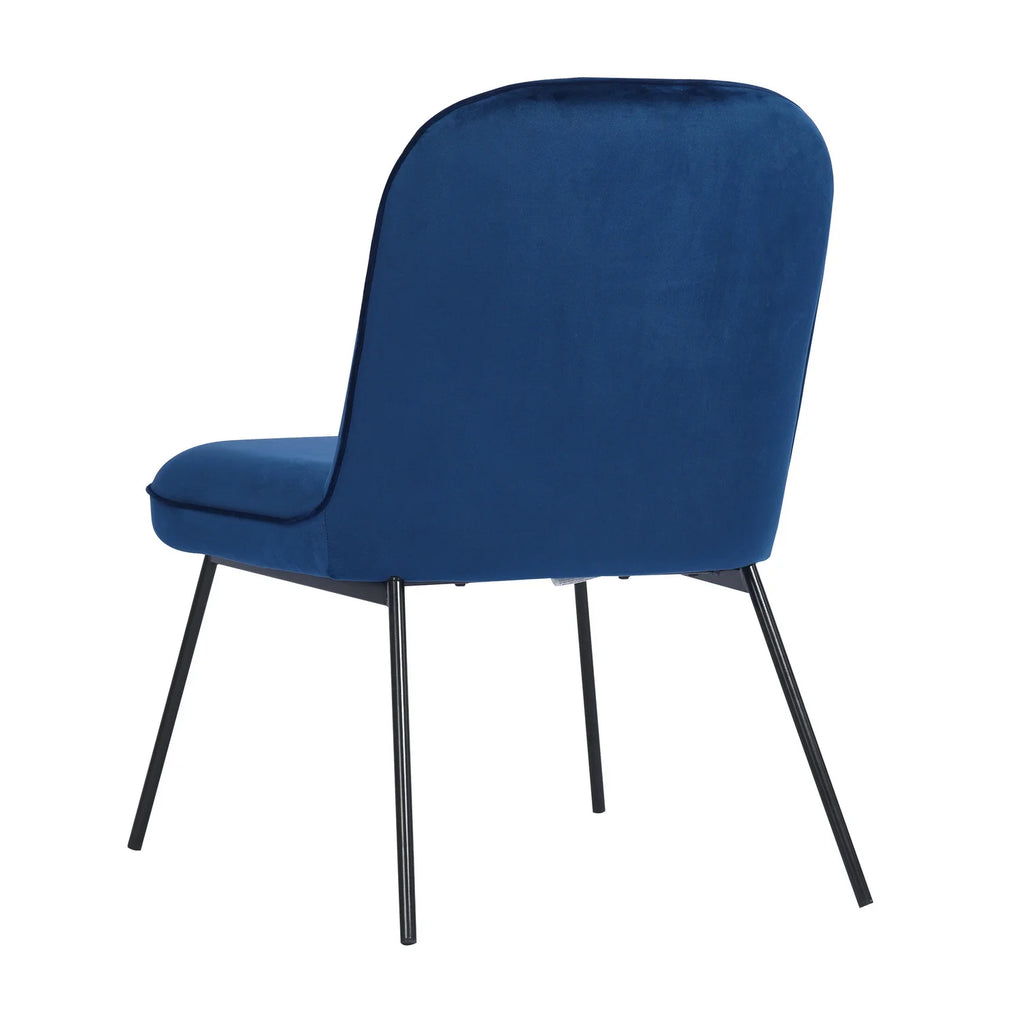 Velvet Accent Chair Set of 2 Navy Blue N716