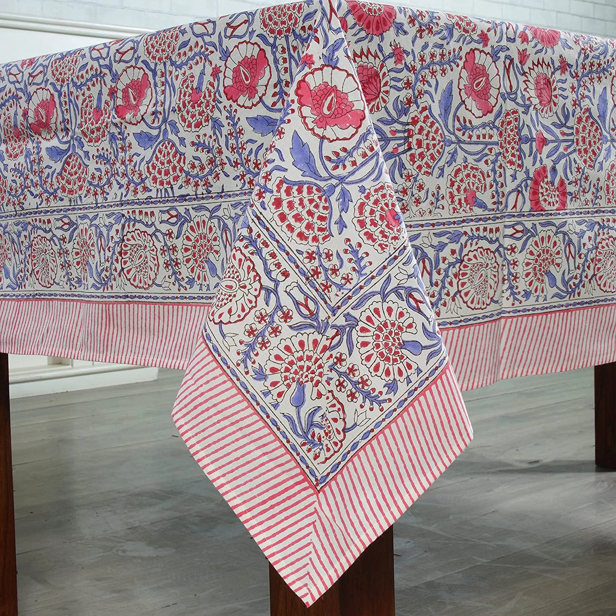 100% Cotton Hand Block Print Tablecloth 60" x 60" V902