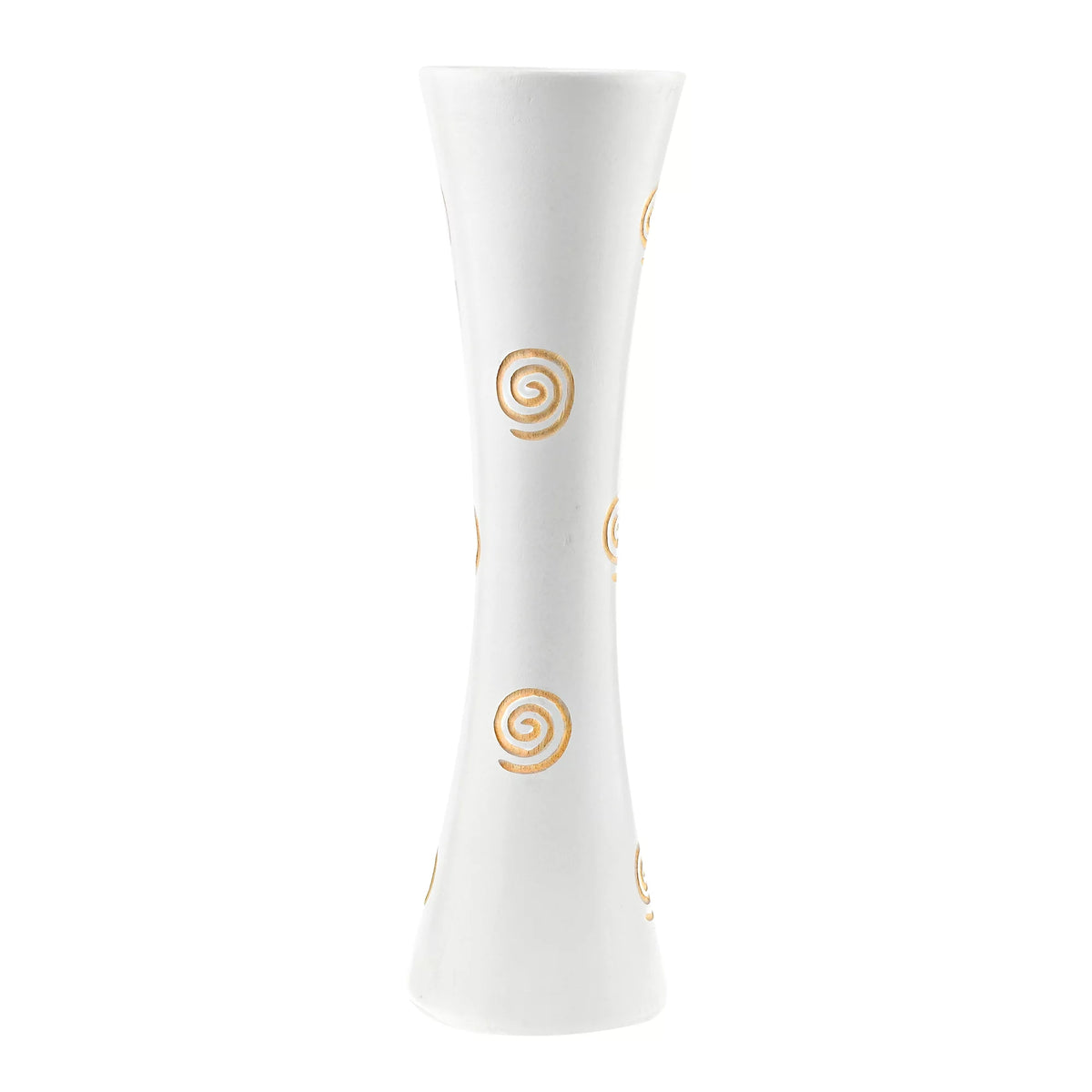 White Carved Spiral Mango Wood Flower Vase L433