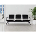 Black 3-Seat PU Leather Reception Chairs with Arms D9399