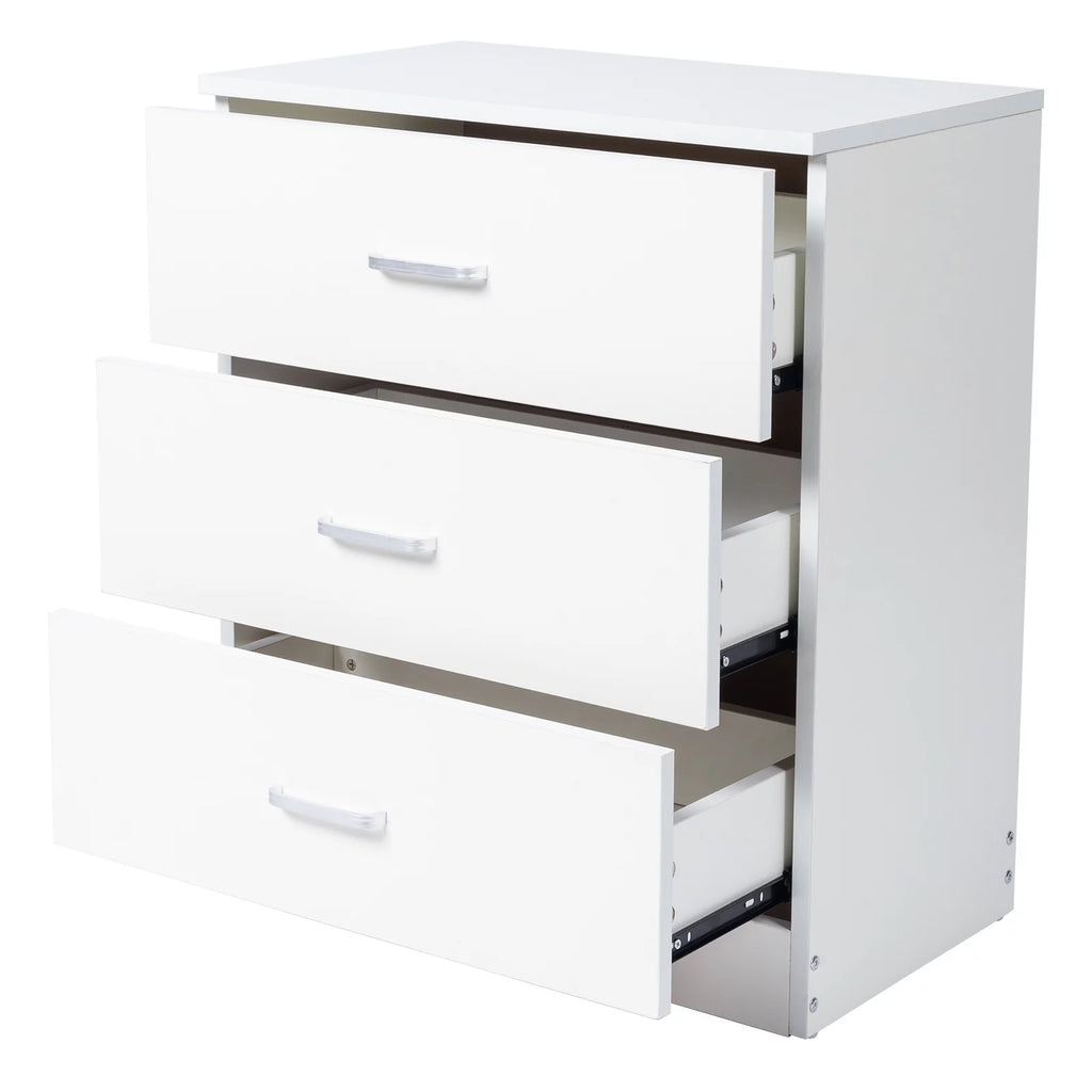 White 3-Drawer Dresser with Metal Handles C20530
