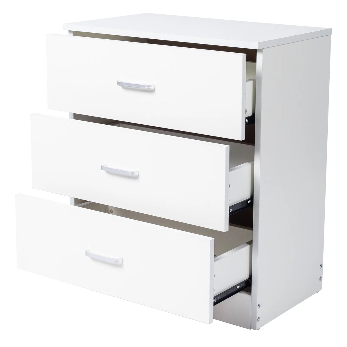 White 3-Drawer Dresser with Metal Handles C20530