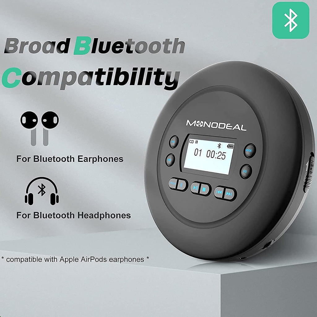 Portable Bluetooth CD Player with Headphones, Pack of 2 Q393