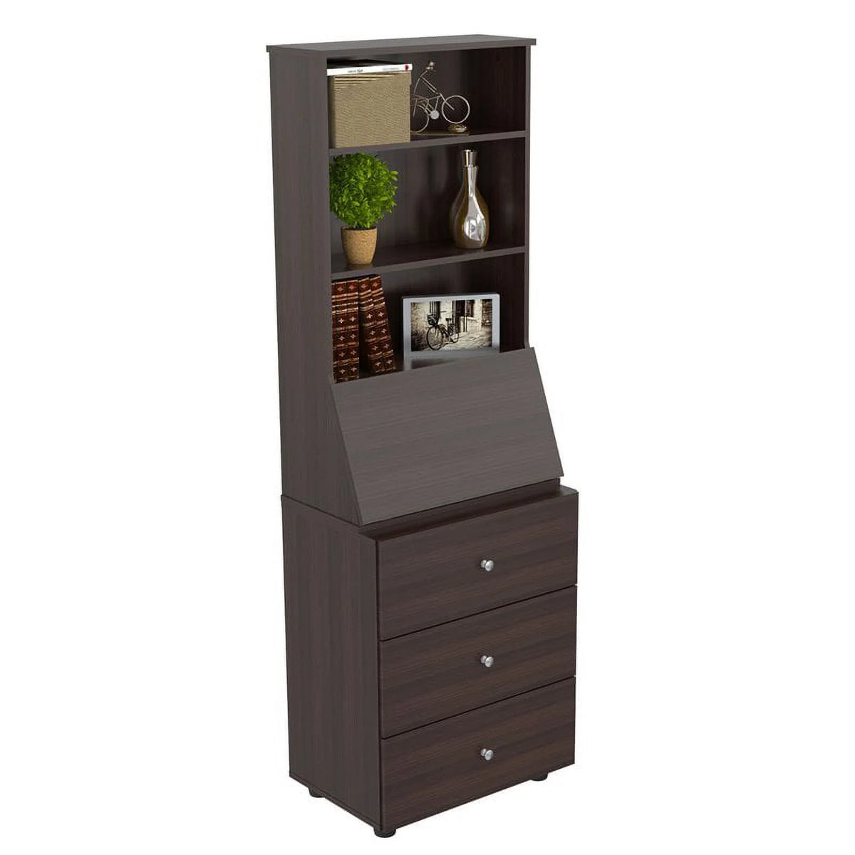 Espresso Reversible Computer Desk & Bookcase Set Q9320