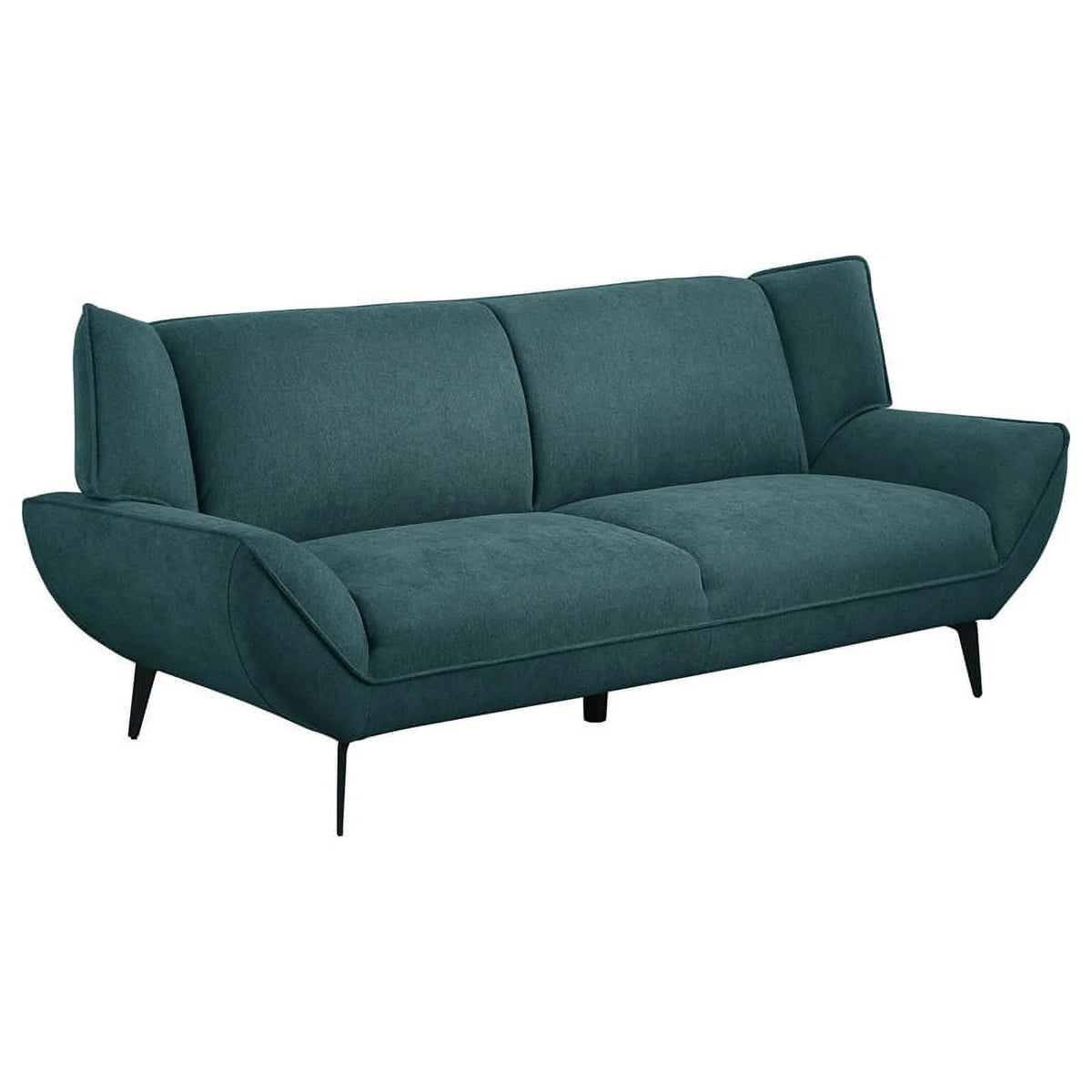 Teal Blue Black 2-Piece Fabric Metal Sofa Set F80473