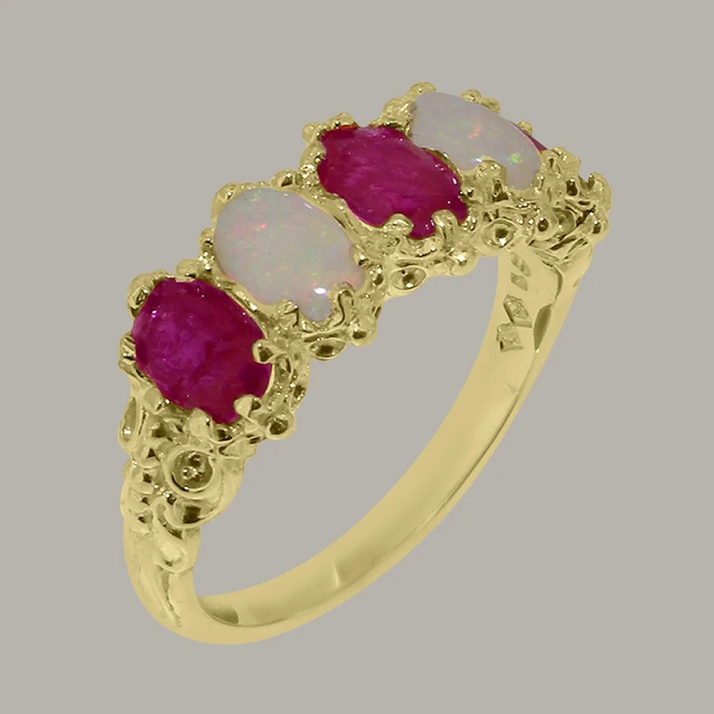 10k Yellow Gold Ruby Opal Eternity Ring G9463