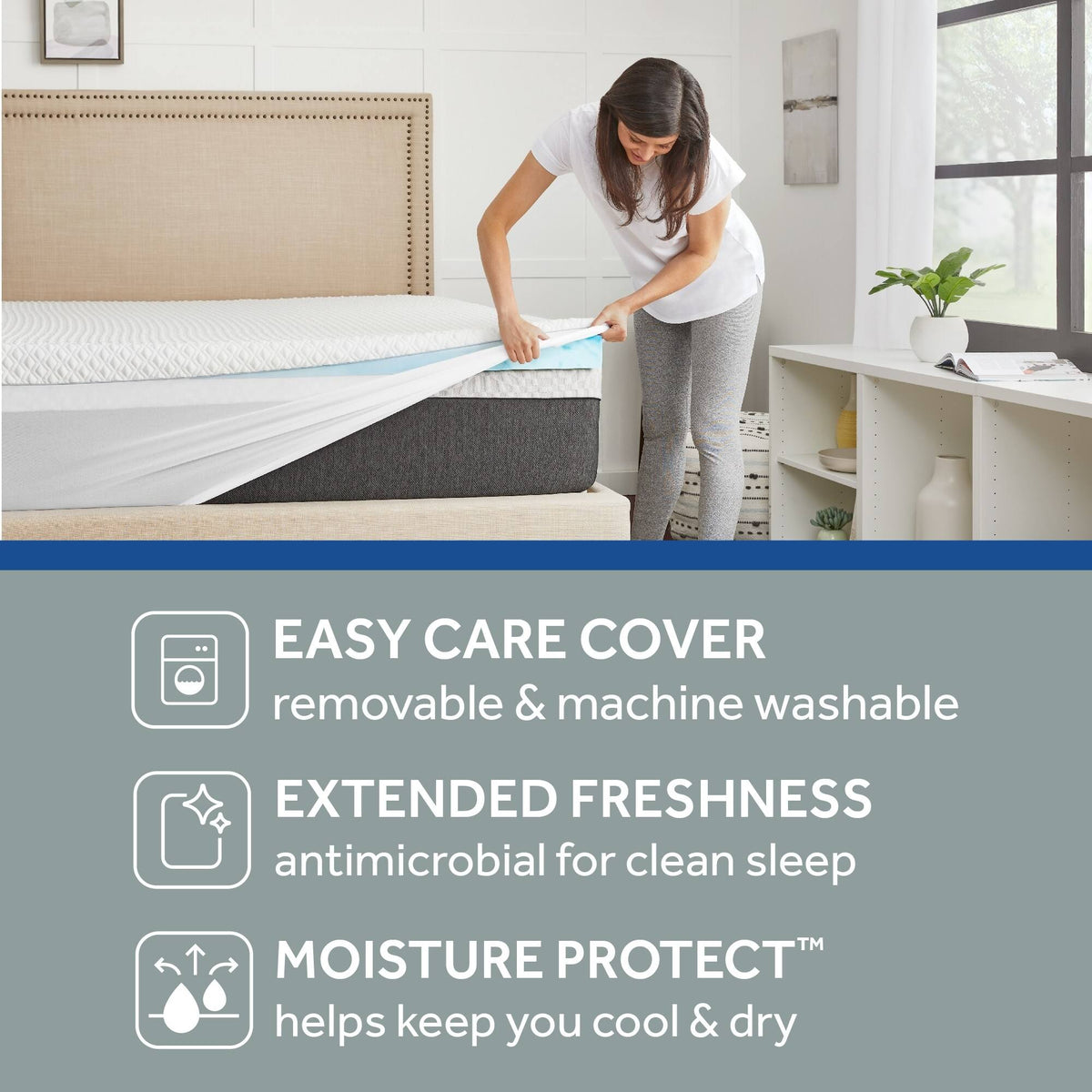 Queen White Memory Foam Mattress Topper T698