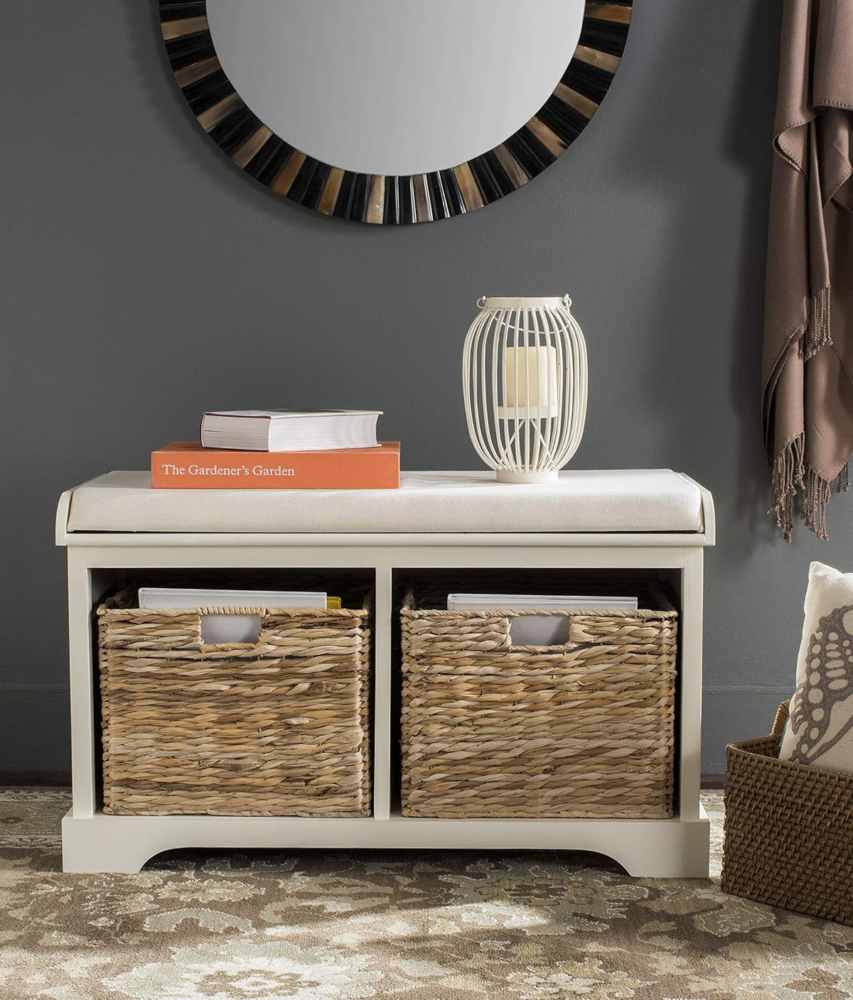 Brown Wicker Storage Bench N69055