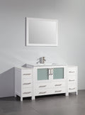 60 in. Single Sink White Ceramic Vanity Cabinet with Mirror E463289