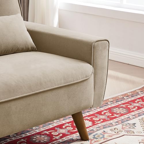 Green Small Loveseat Sofa with Wood Legs Y1389