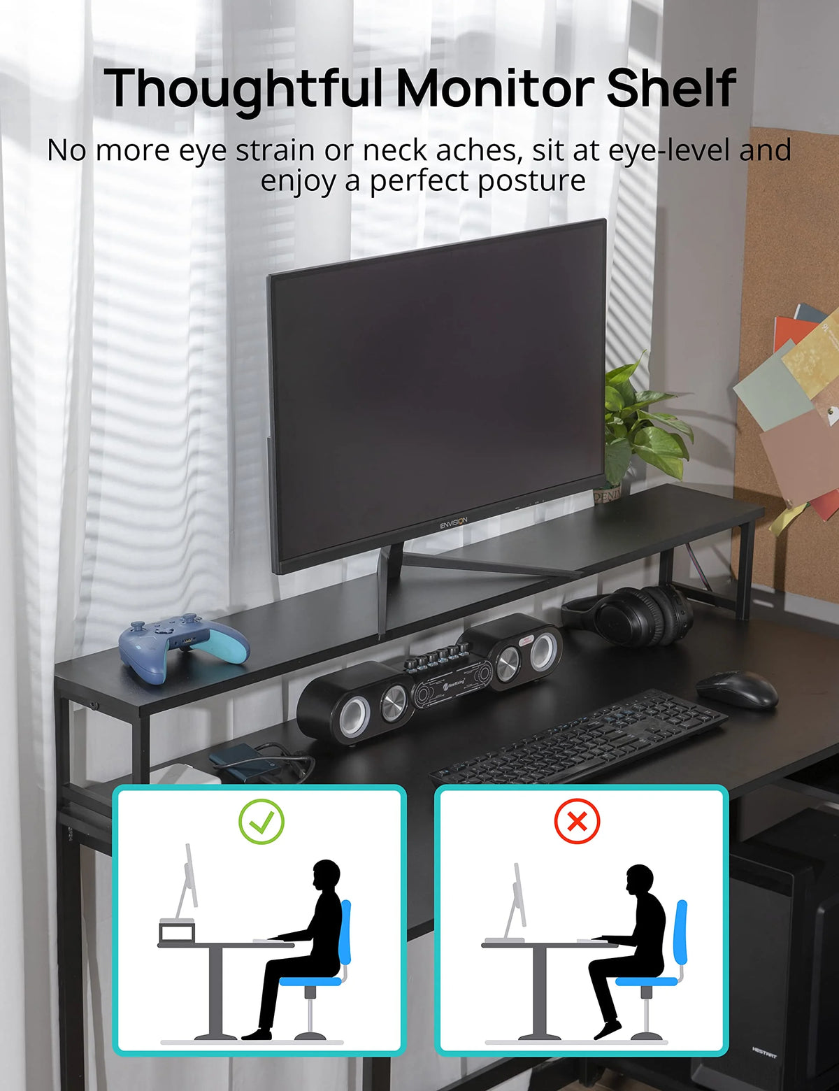 L-Shaped Computer Desk with File Drawer and Monitor Shelf B51348