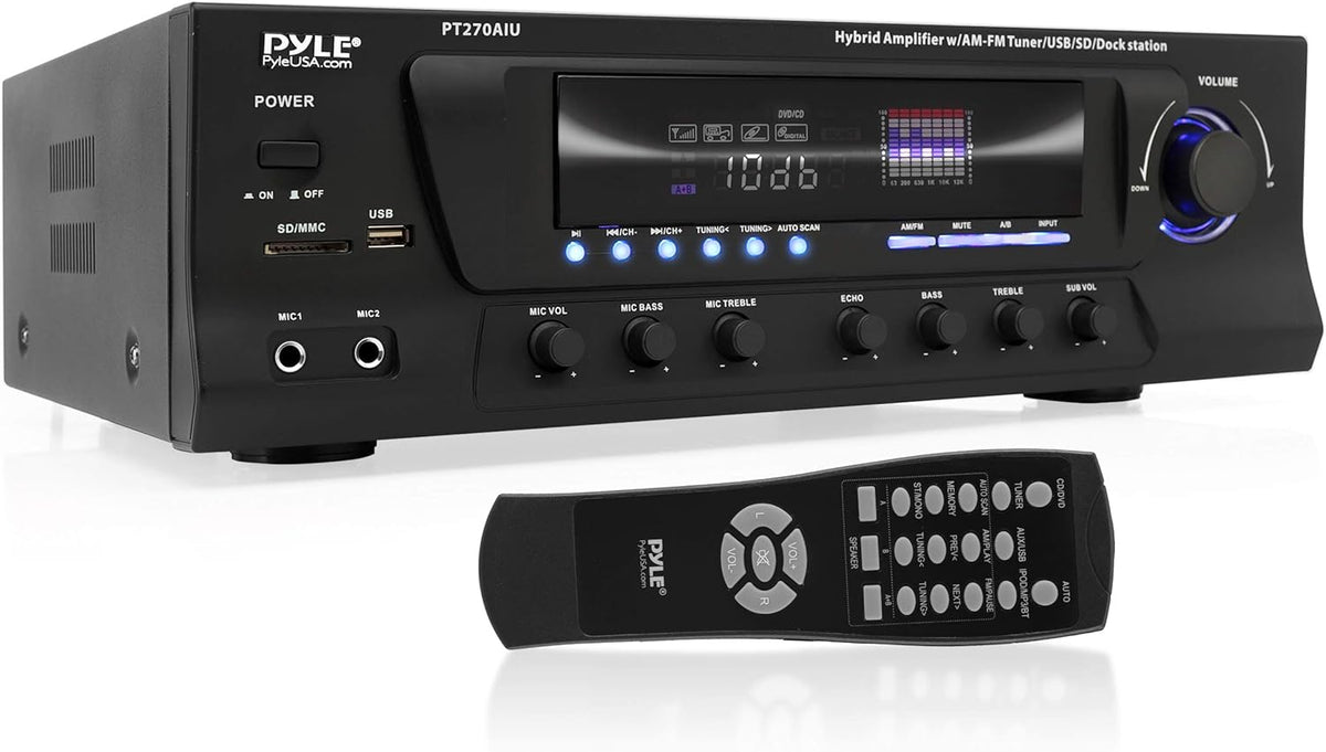 300W Digital Stereo Receiver System with AM/FM Tuner, USB/SD MP3 Player, Subwoofer Control, A/B Speaker, iPod/MP3 Input, Karaoke, Cable & Remote Sensor I623985